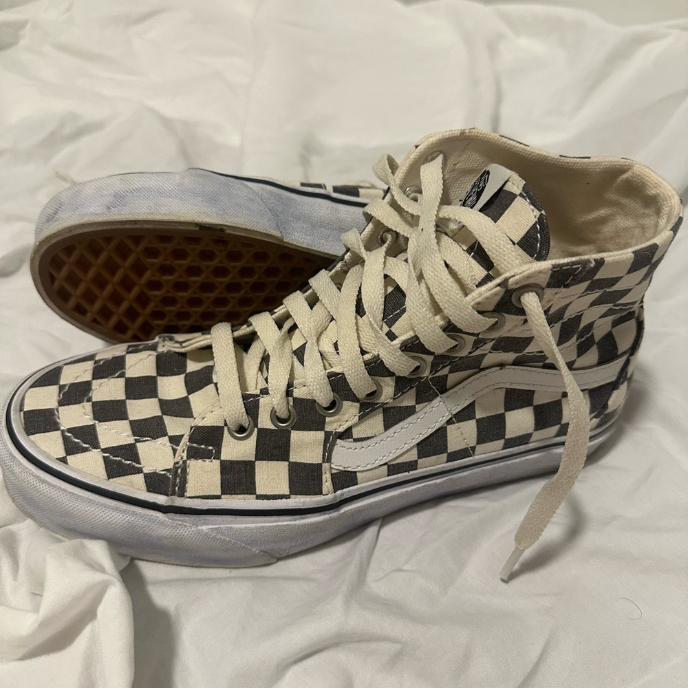 Vans Black and White Checkered High-Top Sneakers